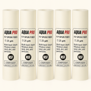 Lot de 5 Cartouches Anti-Sédiments – 25 Microns – Filtration Eau – Aquapro