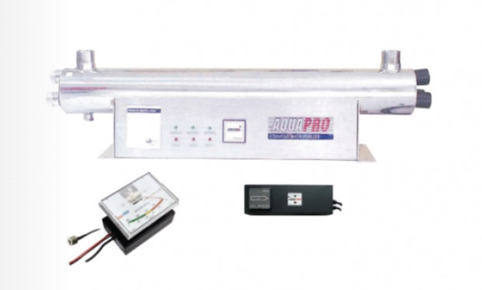 Stérilisateur UV Horizontal 36 GPM – 120 W – Inox 304 avec moniteur UV AQUAPRO