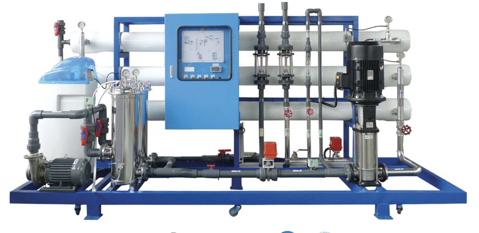 Osmoseur PR-ARO-10000LPH-A1 – 397&#8239;000 L/jour – 9 Membranes – Grundfos 15 CV – PLC – CIP – Inox