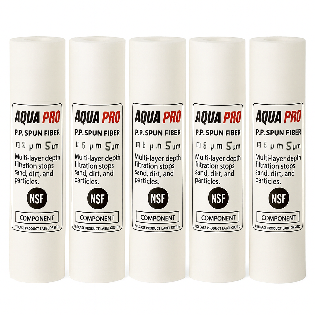 Lot de 5 Cartouches Anti-Sédiments – 5 Microns – Filtration Eau – Aquapro